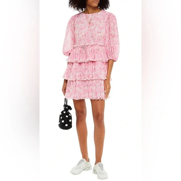 GANNI
Tiered floral-print plissé-georgette mini dress - Picture 1 of 7